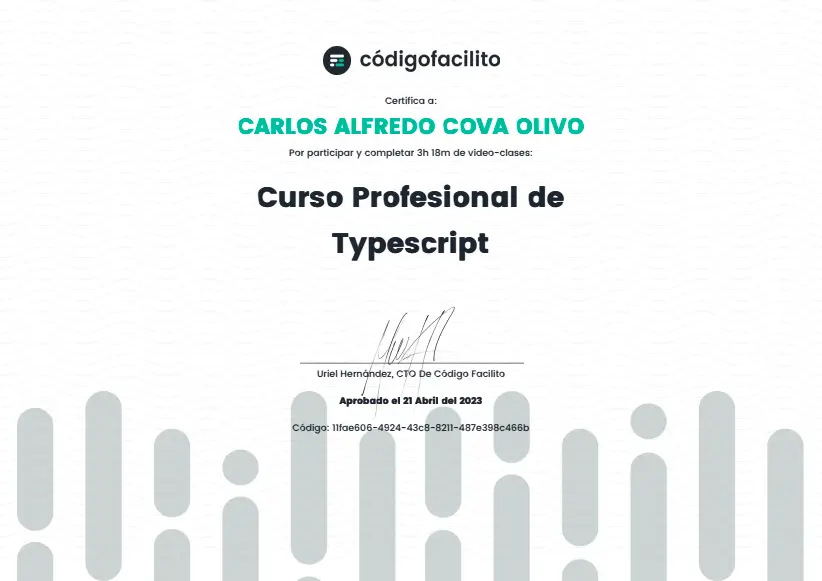 TypeScript pro course certification image