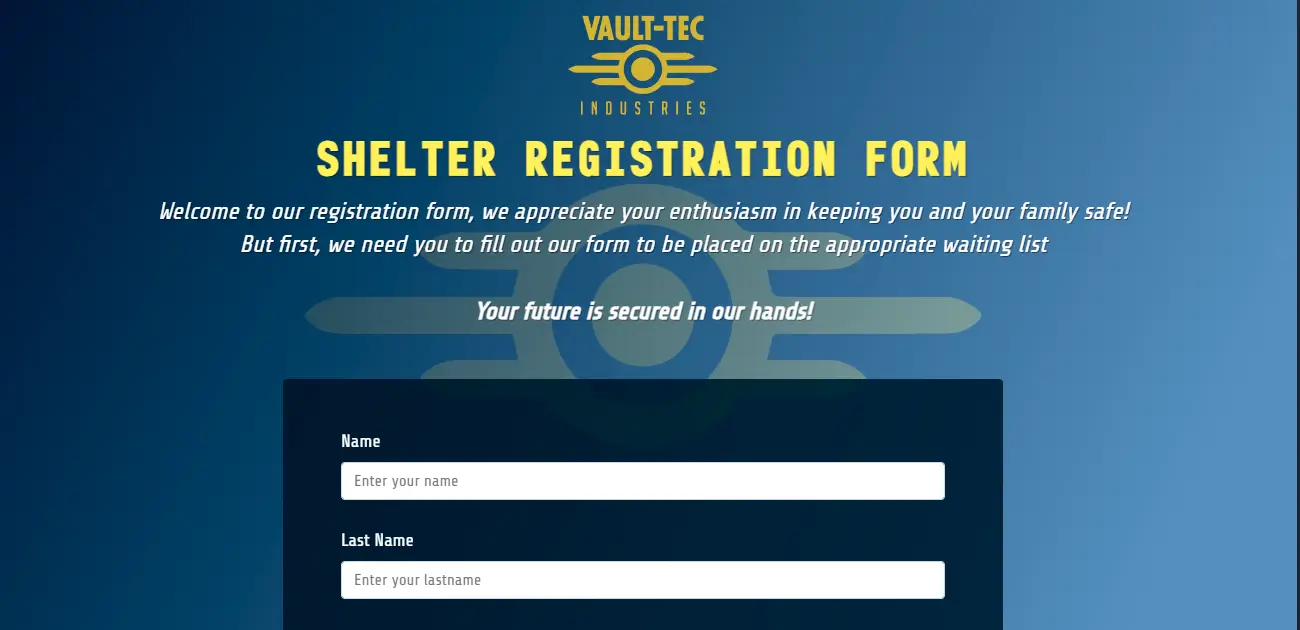 Form project based on Fallout shelters